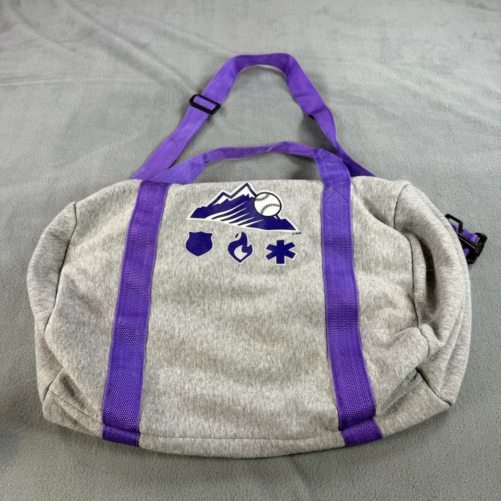 Colorado Rockies MLB First Responder Duffel Bag Grey Purple Gym Travel Bag